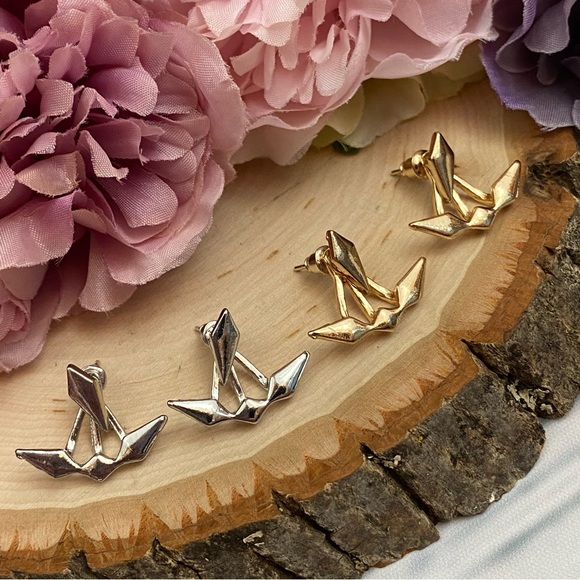 Geometric Punk Double Stud Earrings - Picture 6 of 16